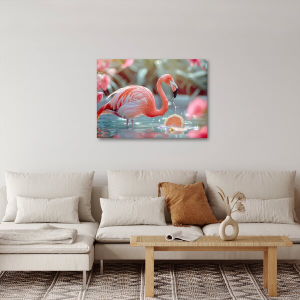 Slika - Flamingo u ribnjaku (70x50 cm)