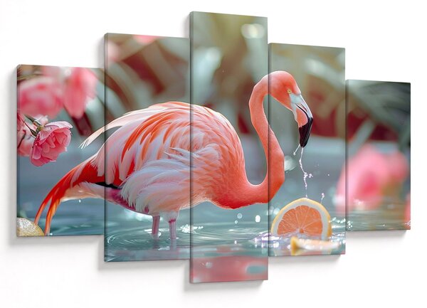 Slika - Flamingo u ribnjaku (150x105 cm)