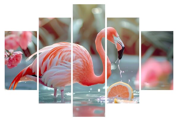 Slika - Flamingo u ribnjaku (150x105 cm)