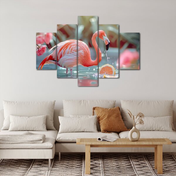 Slika - Flamingo u ribnjaku (150x105 cm)