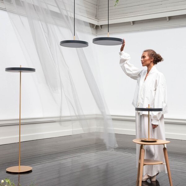 Podne Lampa UMAGE, Asteria floor, prigušiv, Crno, Dnevna soba, Metal, Dizajn