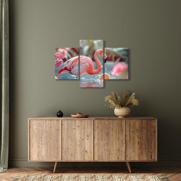 Slika - Flamingo u ribnjaku (90x60 cm)