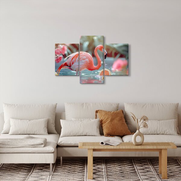 Slika - Flamingo u ribnjaku (90x60 cm)
