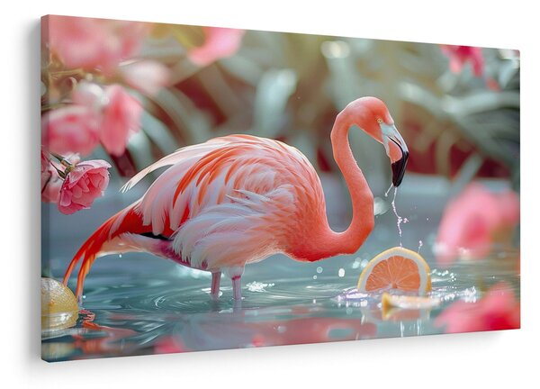 Slika - Flamingo u ribnjaku (90x60 cm)