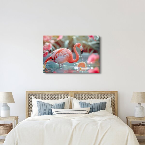 Slika - Flamingo u ribnjaku (90x60 cm)
