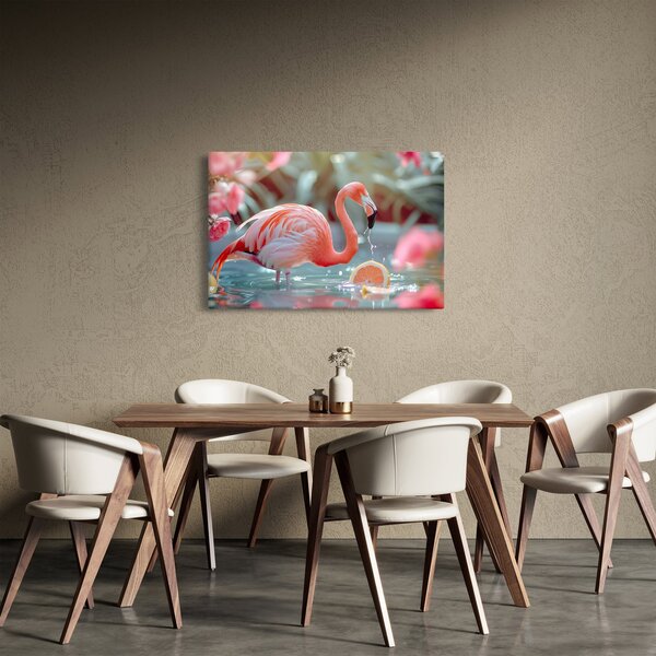 Slika - Flamingo u ribnjaku (90x60 cm)