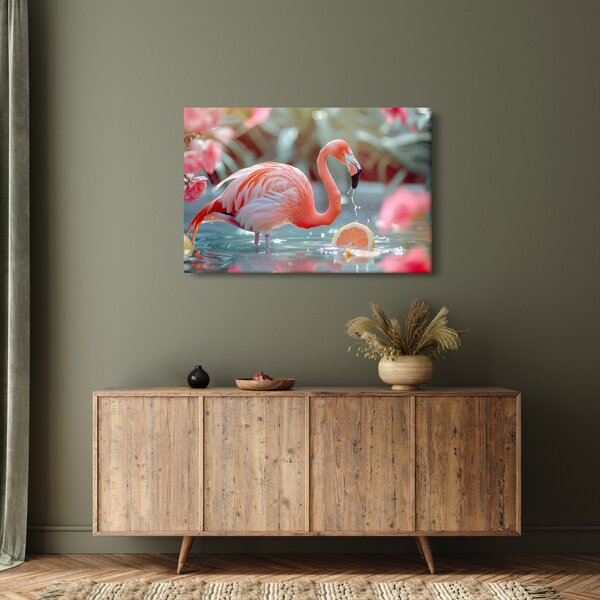 Slika - Flamingo u ribnjaku (90x60 cm)