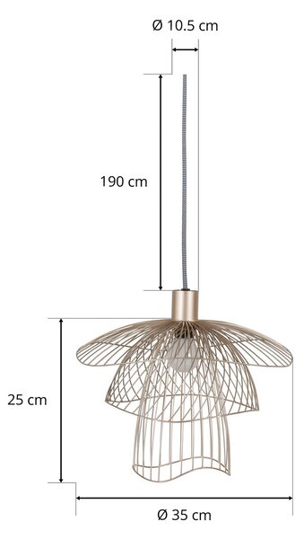 Viseće Svjetiljka Forestier, Papillon XS, prigušiv, Bež, Dnevna soba, Metal, Dizajn