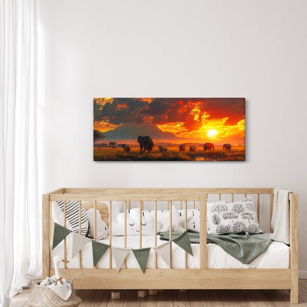 Slika - Krdo slonova (120x50 cm)