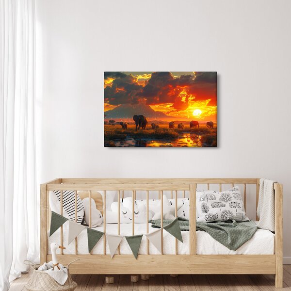 Slika - Krdo slonova (90x60 cm)