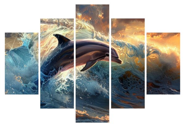 Slika - Delfin, ilustracije (150x105 cm)