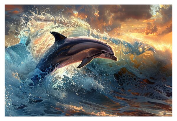 Slika - Delfin, ilustracije (90x60 cm)