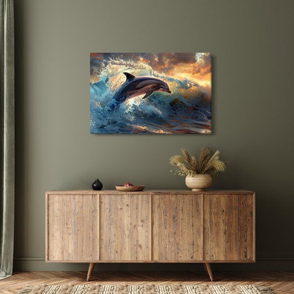 Slika - Delfin, ilustracije (90x60 cm)