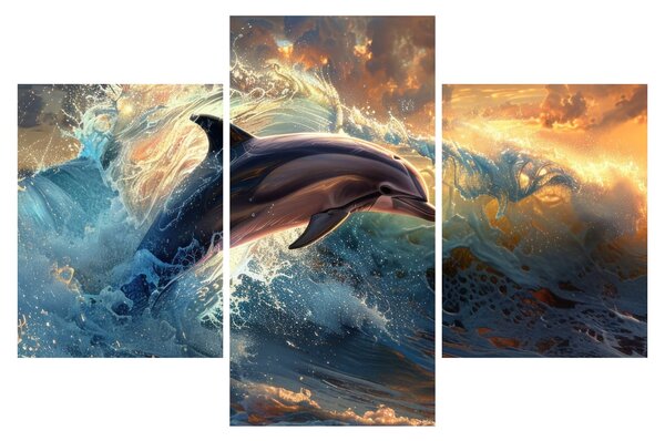 Slika - Delfin, ilustracije (90x60 cm)