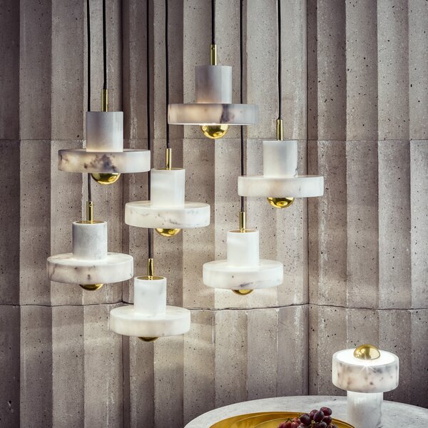 Viseće Svjetiljka Tom Dixon, Stone, prigušiv, Bijela, Dnevna soba, Mramor, Dizajn