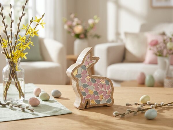 Drveni uskršnji zec MOSAIC BUN 15 cm, šareni