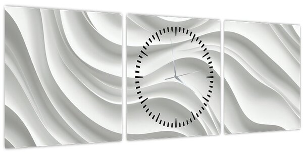 Slika - 3D bijeli valovi (sa satom) (90x30 cm)