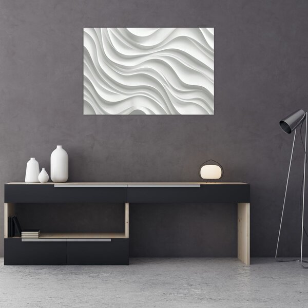 Slika - 3D bijeli valovi (90x60 cm)