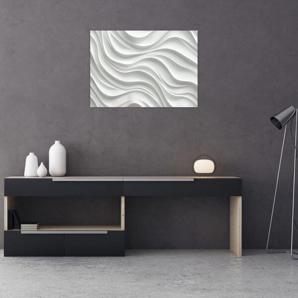 Slika - 3D bijeli valovi (70x50 cm)