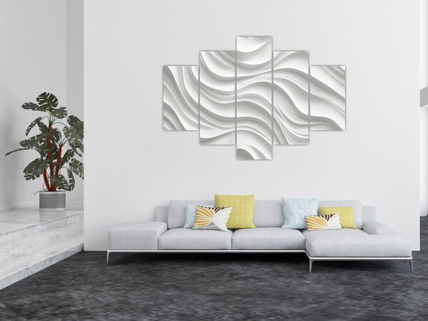 Slika - 3D bijeli valovi (150x105 cm)