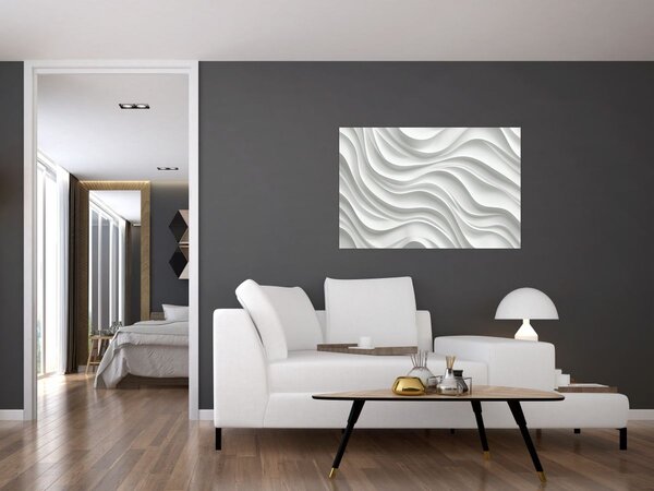 Slika - 3D bijeli valovi (90x60 cm)