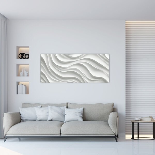 Slika - 3D bijeli valovi (120x50 cm)