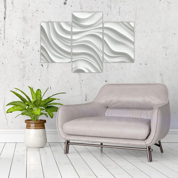 Slika - 3D bijeli valovi (90x60 cm)