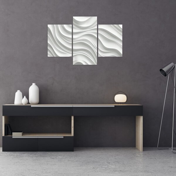 Slika - 3D bijeli valovi (90x60 cm)