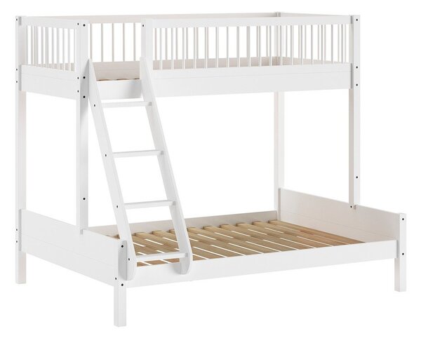 Bijeli dječji krevet od masivne bukve na kat s podnicom 140x200/90x200 cm Forrest – Vipack