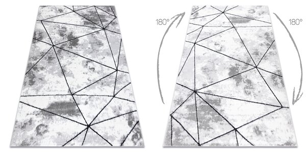 Tepih moderna COZY Polygons, geometrijski, trokuti - Strukturne, dvije razine flora Siva