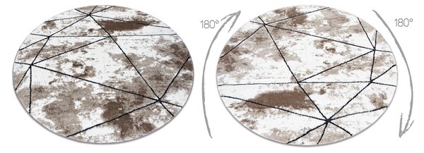 Tepih moderna COZY Polygons Krug geometrijski, trokuti - Strukturne, dvije razine flora smeđa