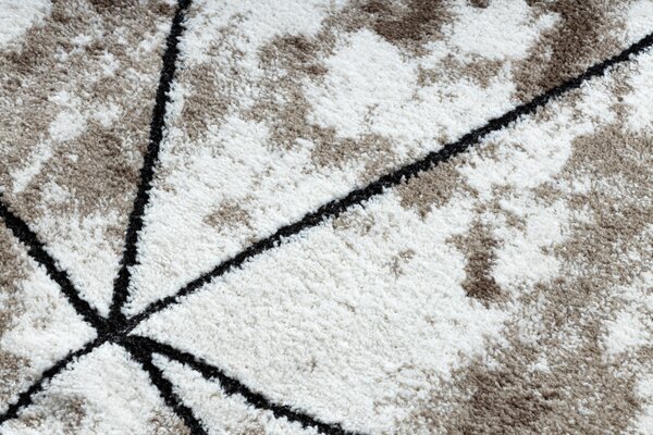 Tepih moderna COZY Polygons Krug geometrijski, trokuti - Strukturne, dvije razine flora smeđa