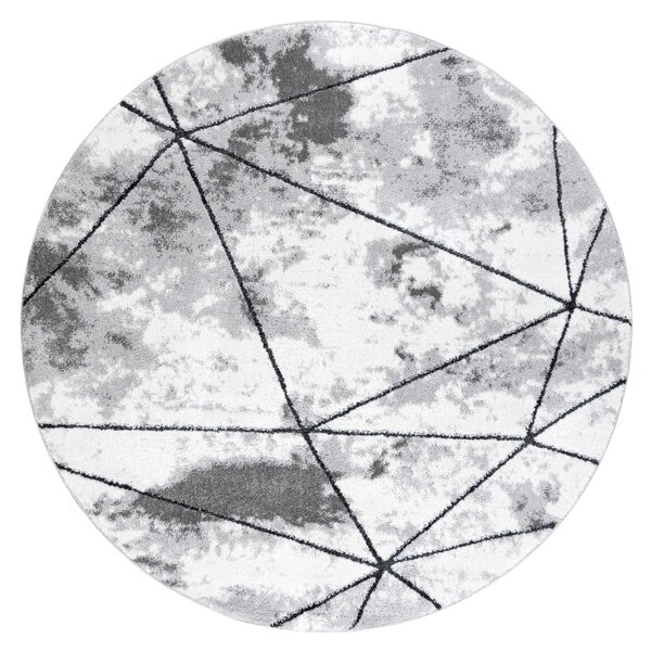 Tepih moderna COZY Polygons Krug geometrijski, trokuti - Strukturne, dvije razine flora Siva