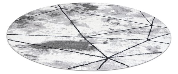 Tepih moderna COZY Polygons Krug geometrijski, trokuti - Strukturne, dvije razine flora Siva