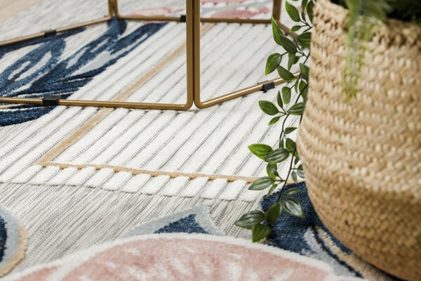 Tepih Structural BOTANIC 65240 Flamingo, lišće ravno tkani na balkonu, terasi - sivi