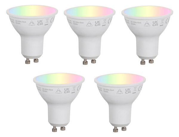 Set od 5 pametnih GU10 50mm prigušivih LED žarulja Opal RGBW 4.7W 400 lm 2700-6500K Zigbee