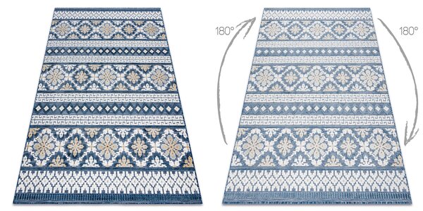 Tepih Structural BOTANIC 65252 Boho, ravno tkani na balkonu, terasi - tamno plava