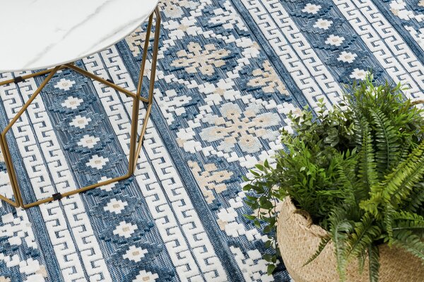 Tepih Structural BOTANIC 65252 Boho, ravno tkani na balkonu, terasi - tamno plava