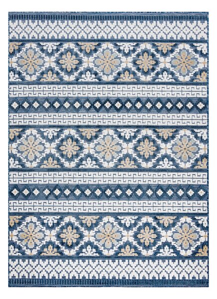 Tepih Structural BOTANIC 65252 Boho, ravno tkani na balkonu, terasi - tamno plava