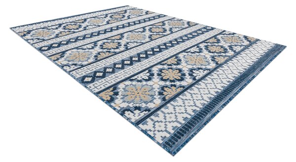 Tepih Structural BOTANIC 65252 Boho, ravno tkani na balkonu, terasi - tamno plava