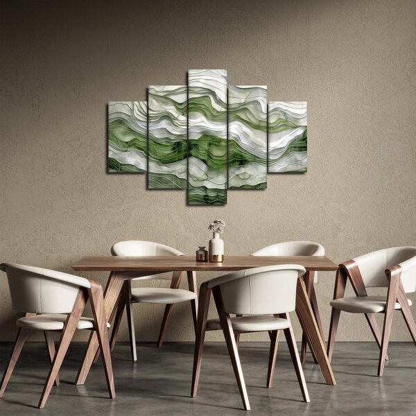 Slika - Zeleni i bijeli valovi (150x105 cm)