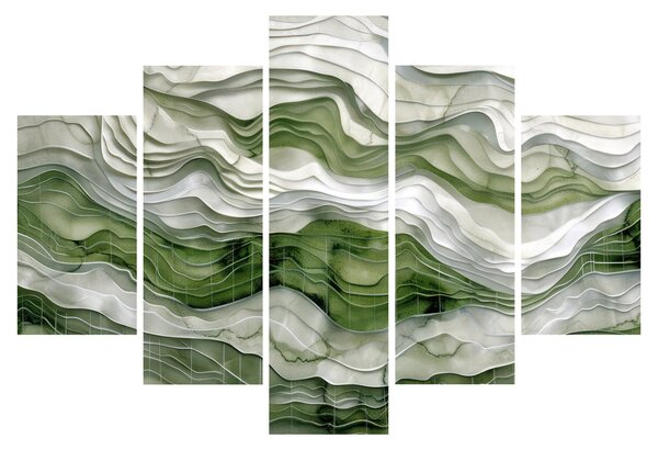 Slika - Zeleni i bijeli valovi (150x105 cm)