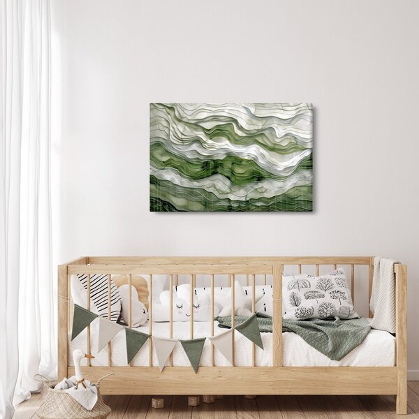 Slika - Zeleni i bijeli valovi (90x60 cm)