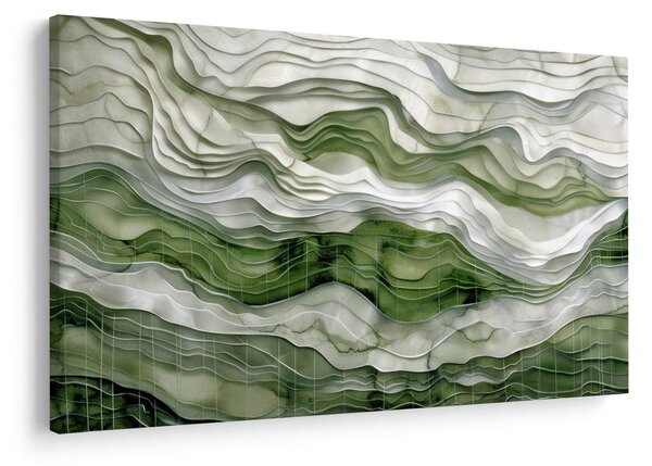Slika - Zeleni i bijeli valovi (90x60 cm)