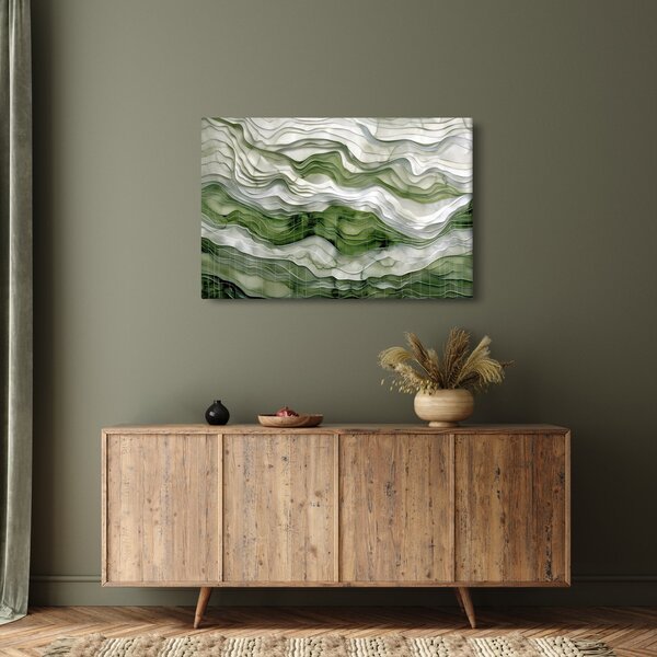 Slika - Zeleni i bijeli valovi (90x60 cm)