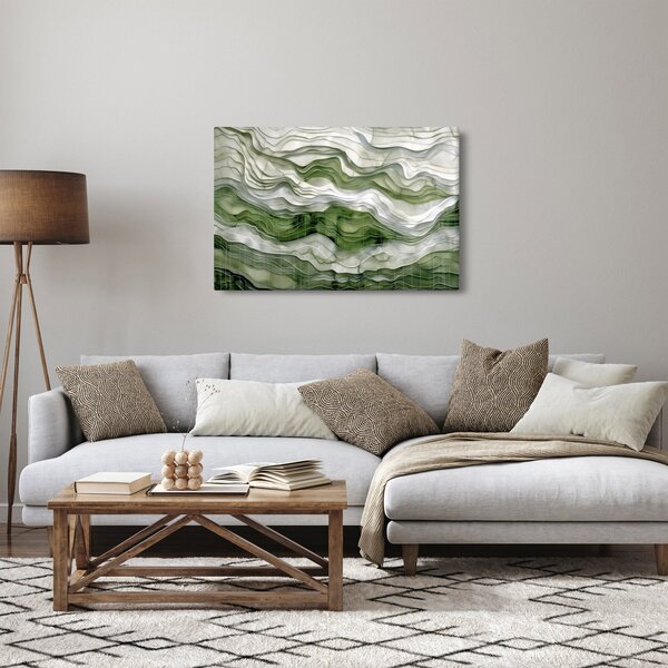 Slika - Zeleni i bijeli valovi (90x60 cm)