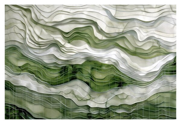 Slika - Zeleni i bijeli valovi (90x60 cm)