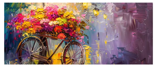 Slika - Kotač s cvijećem (120x50 cm)