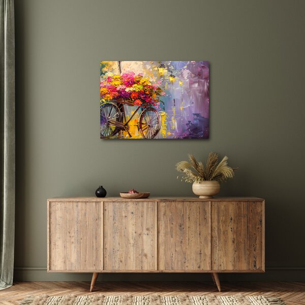 Slika - Kotač s cvijećem (70x50 cm)