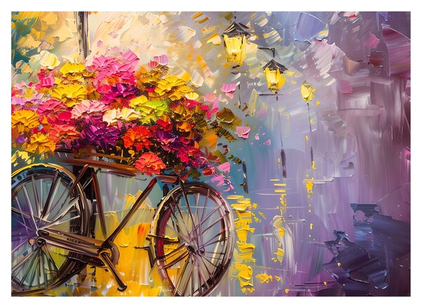 Slika - Kotač s cvijećem (70x50 cm)